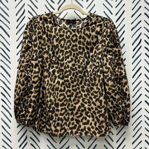 J Crew Leopard Print Ruffle Sleeve Top - XXS